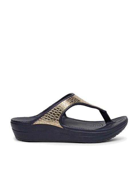 da naturo women's erika golden & navy thong wedges