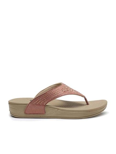 da naturo women's rosa peach thong wedges