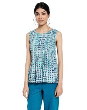 dabu printed round neck top