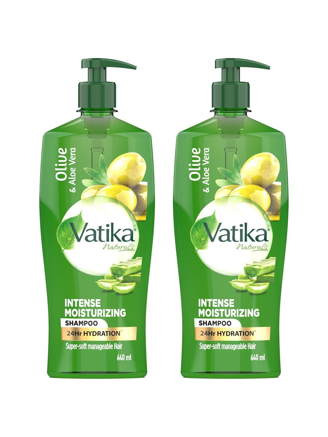dabur vatika set of 2 intense moisturising shampoo with aloe vera & olive - 640ml each