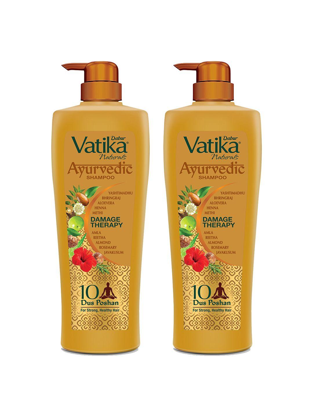 dabur set of 2 vatika ayurvedic shampoo with dus poshan for strong hair - 340 ml each