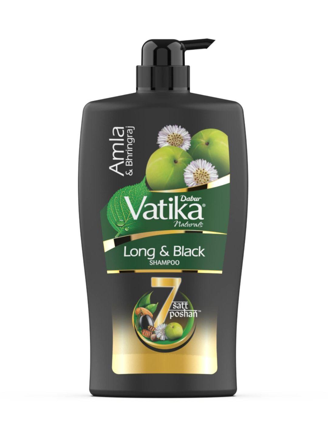 dabur vatika amla & bhringraj long & black shampoo for shiny, long & black hair - 1l