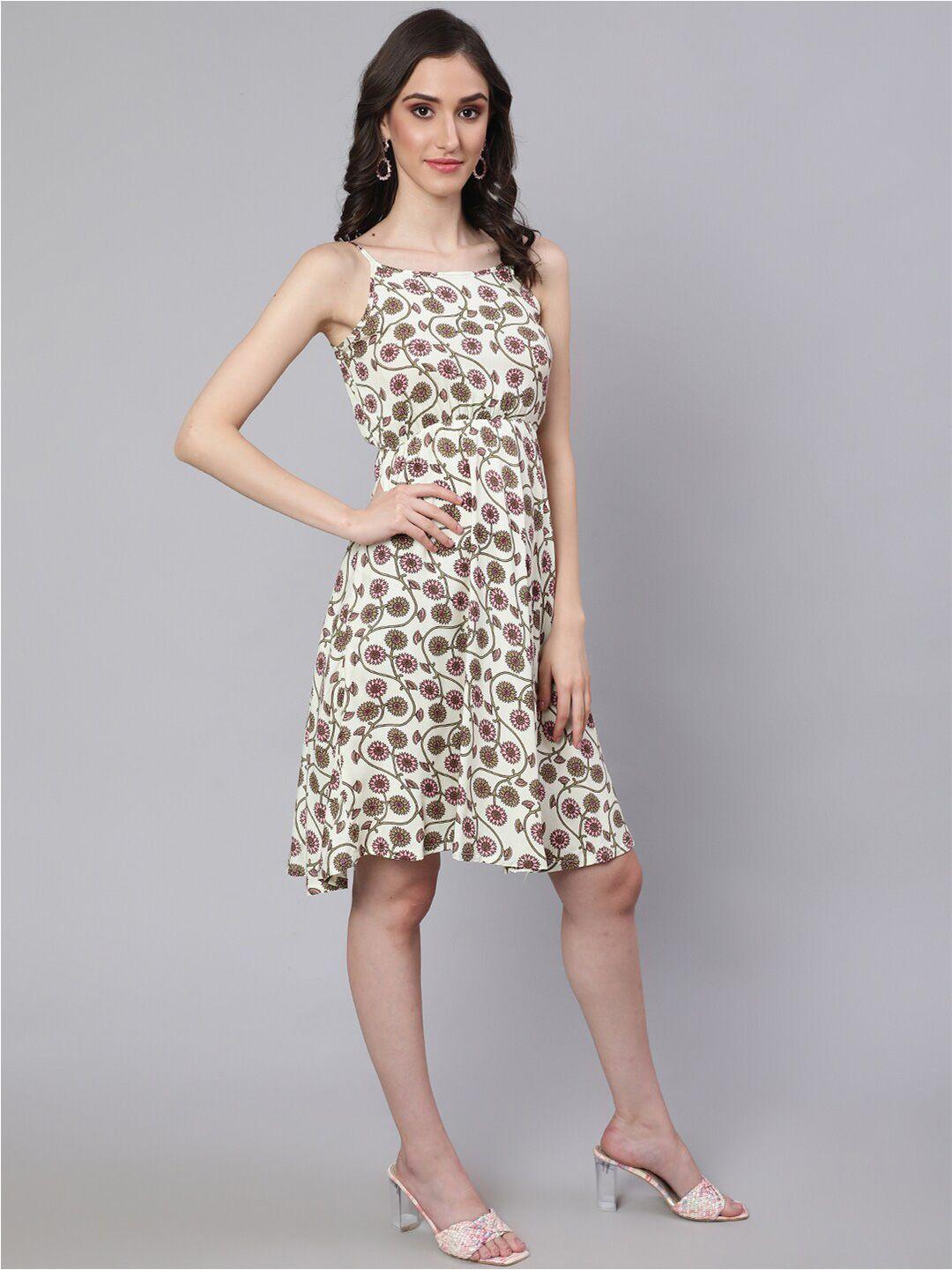 daevish floral printed shoulder straps a-line dress