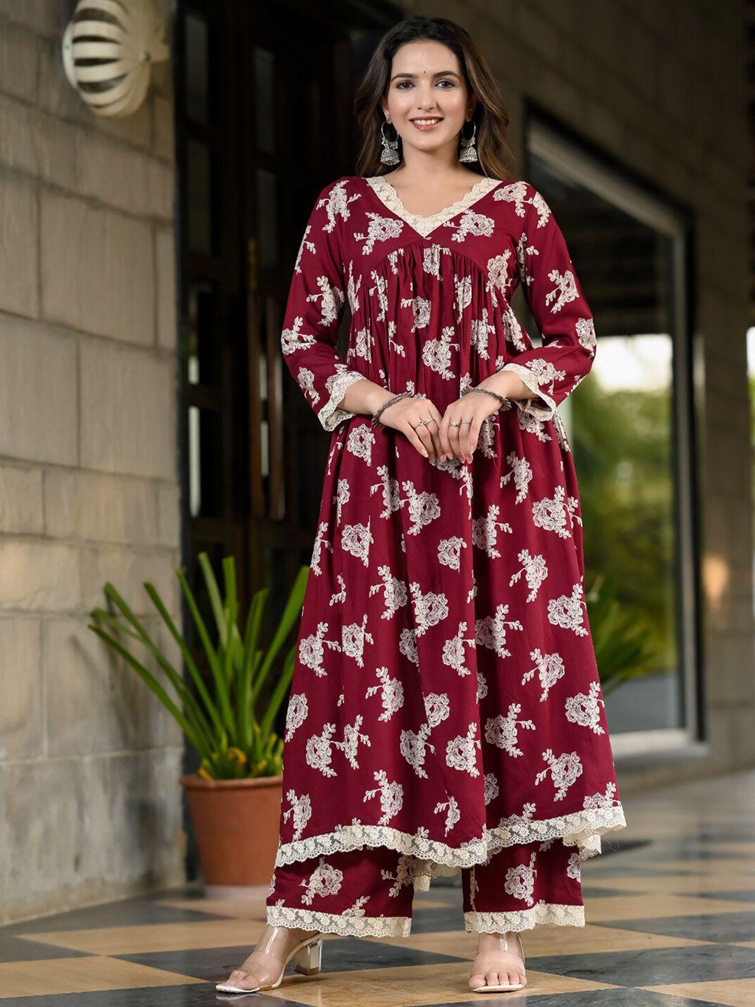 daevish floral printed empire kurta with trousers