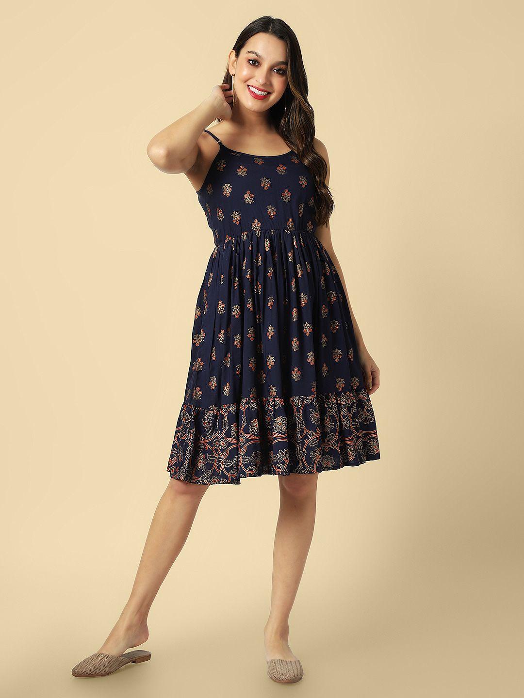 daevish floral printed gathered dress