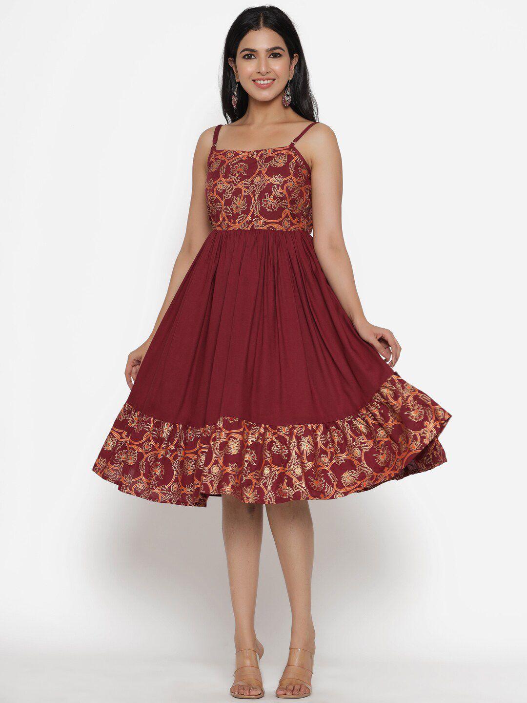 daevish maroon ethnic motifs printed dress