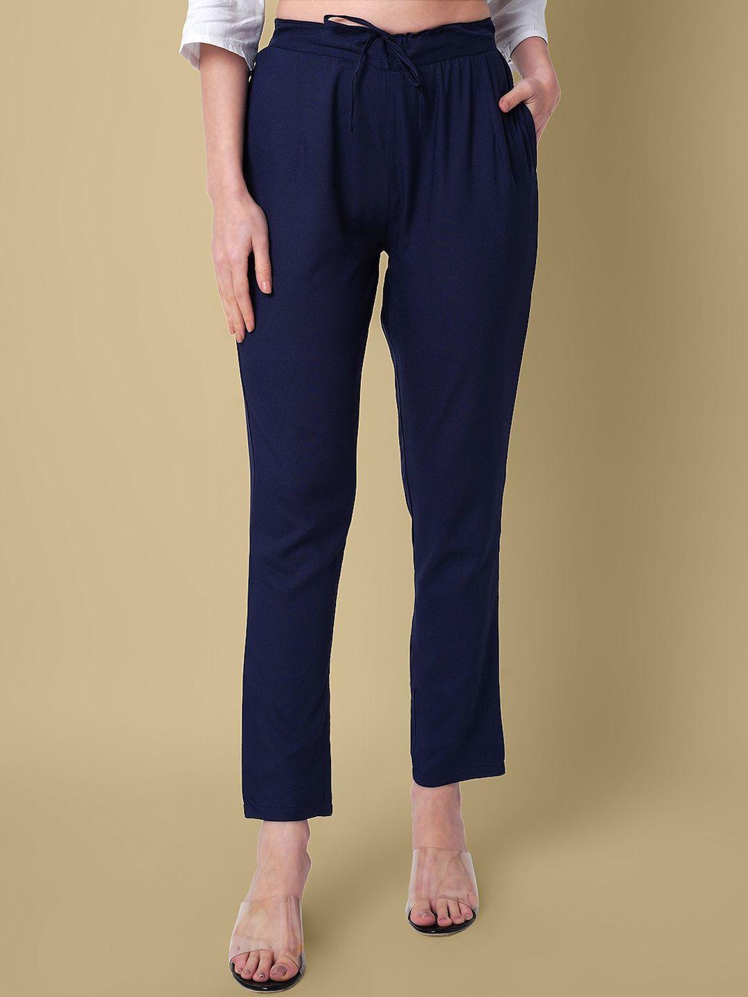 daevish women comfort straight fit cropped trousers