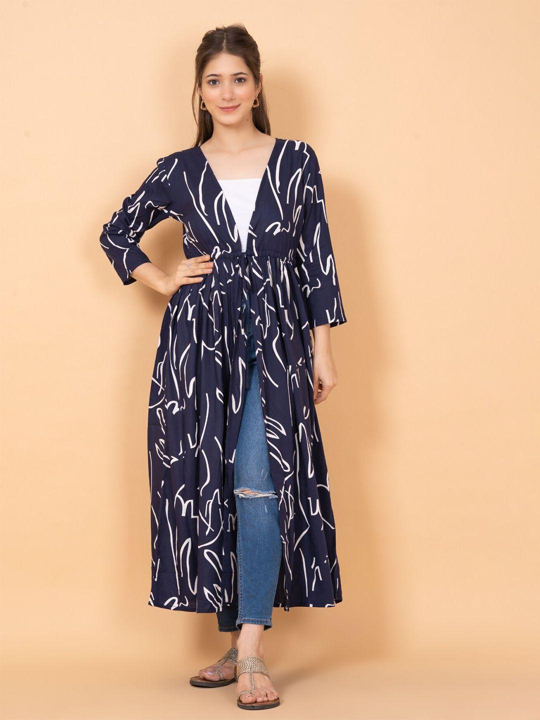 daevish women printed longline tie-up shrug