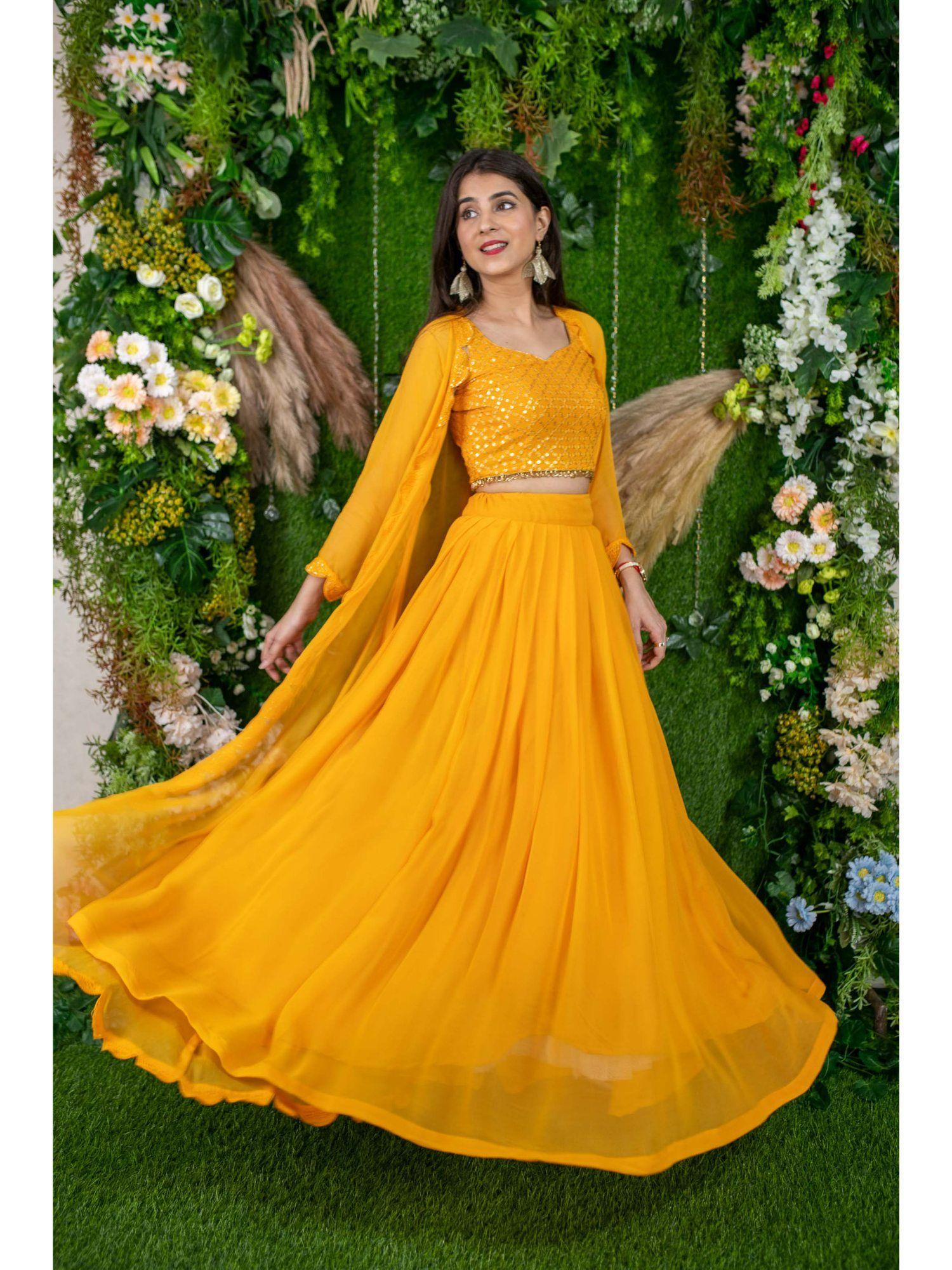 daffodil mustard lehenga (set of 3)