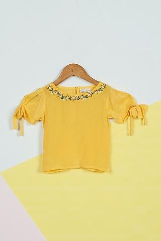daffodil yellow embroidered top for girls