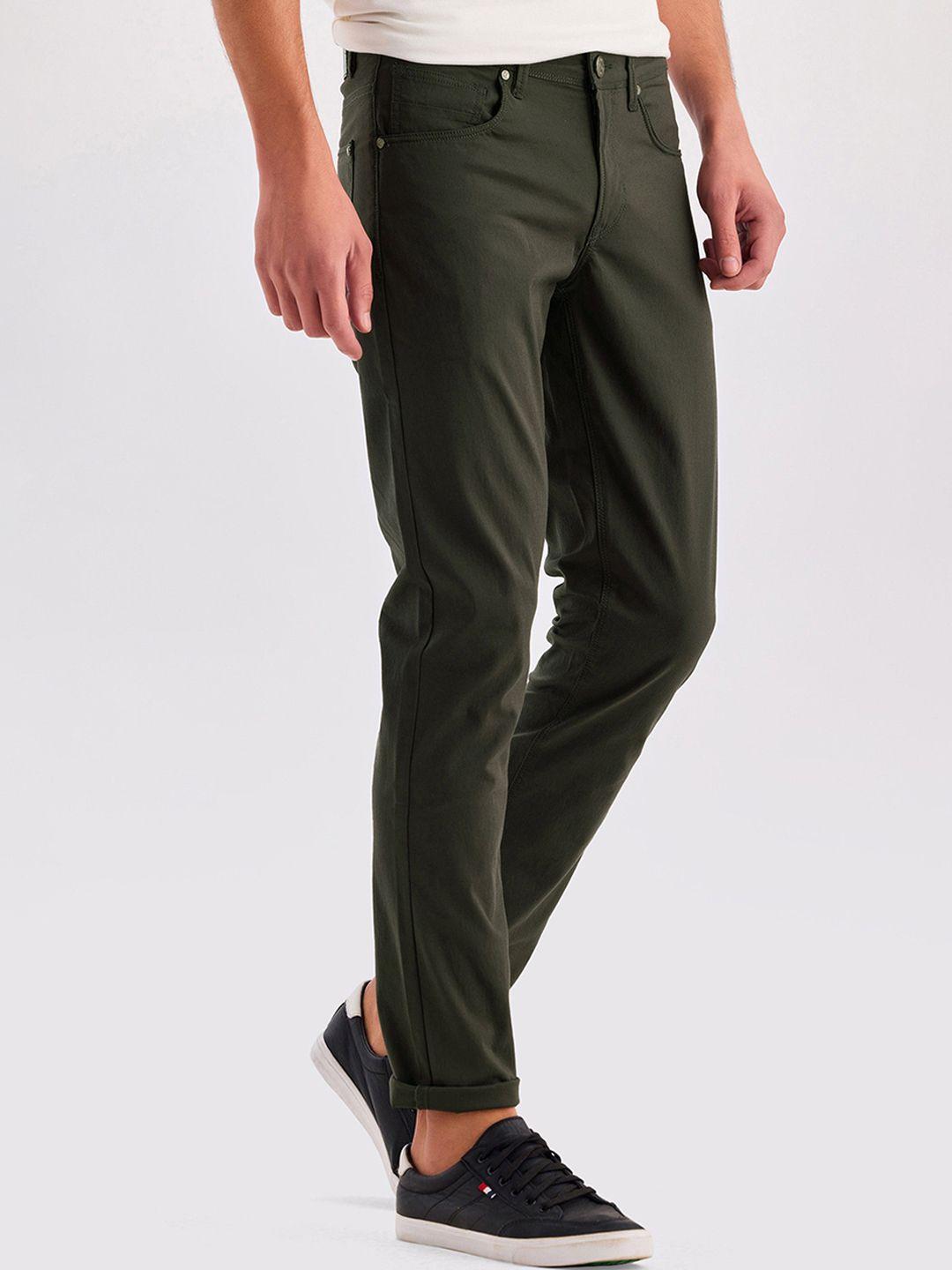 dagerrfly men slim fit mid-rise cotton stretchable regular trousers