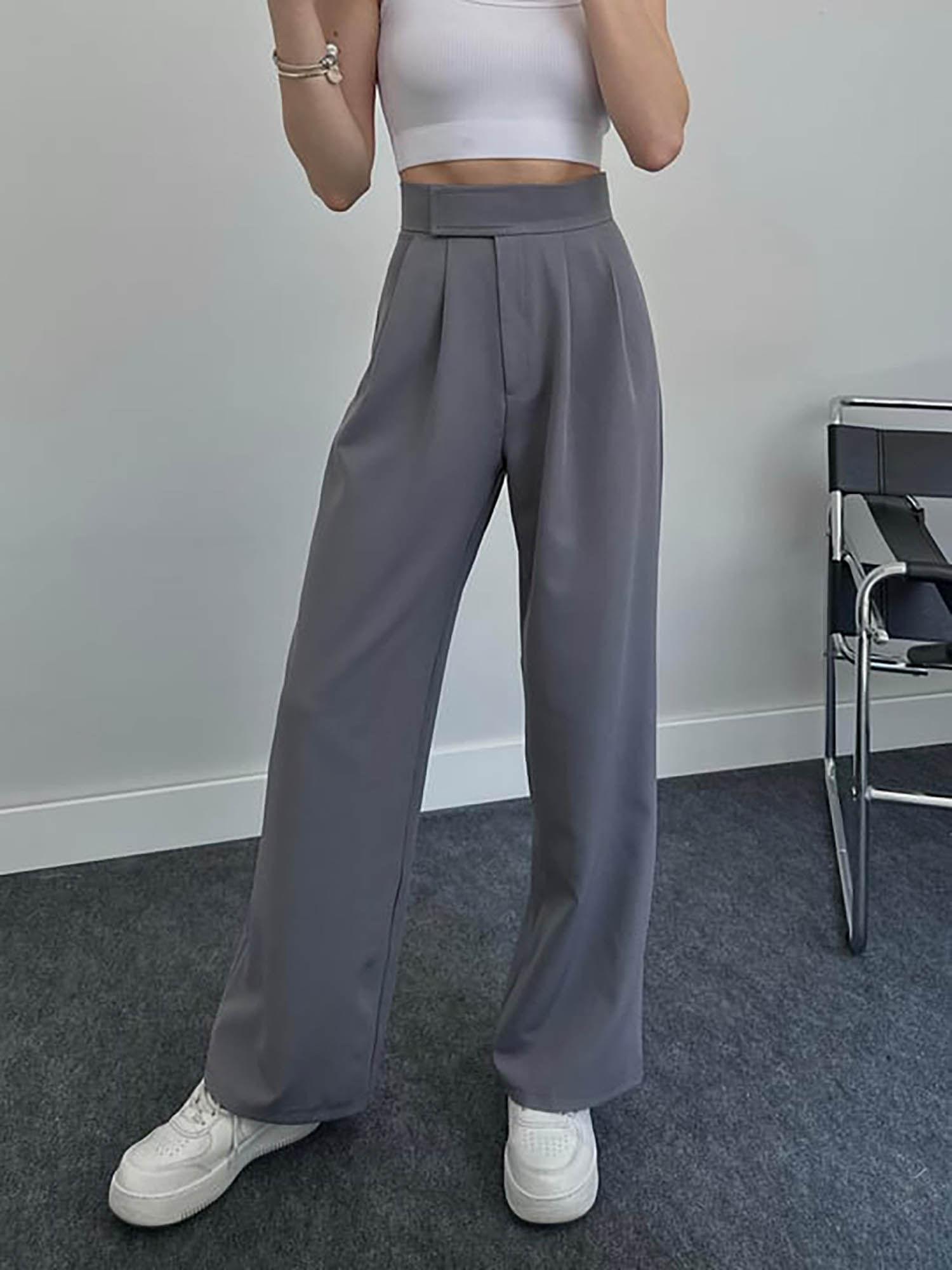 daily waist belt loose trousers-grey