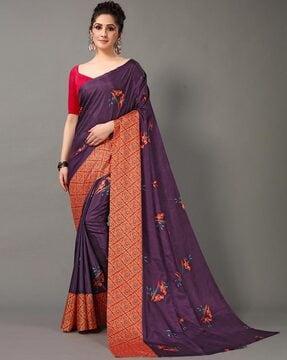 daily wear solid leaf print art silk saree printed saree for women