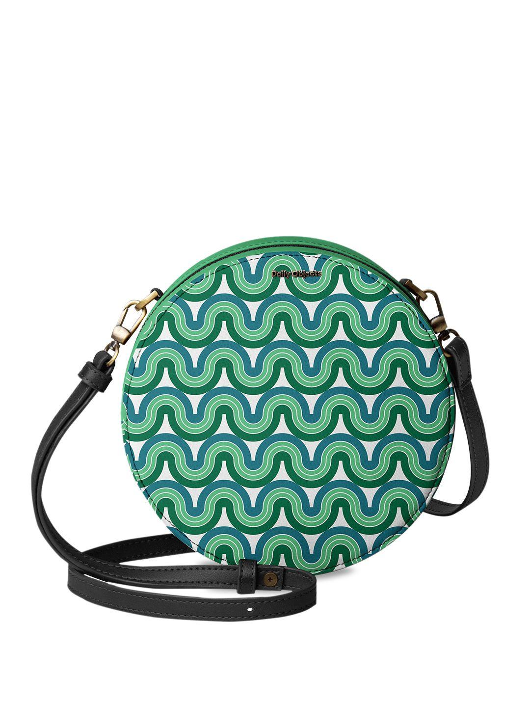 dailyobjects green geometric printed pu structured sling bag