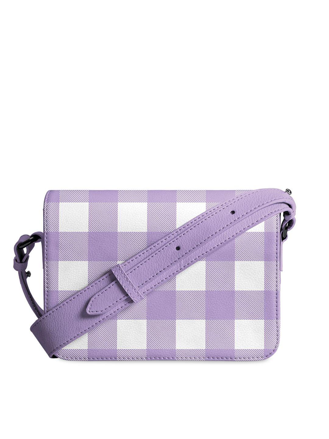 dailyobjects lavender & white checked structured sling bag