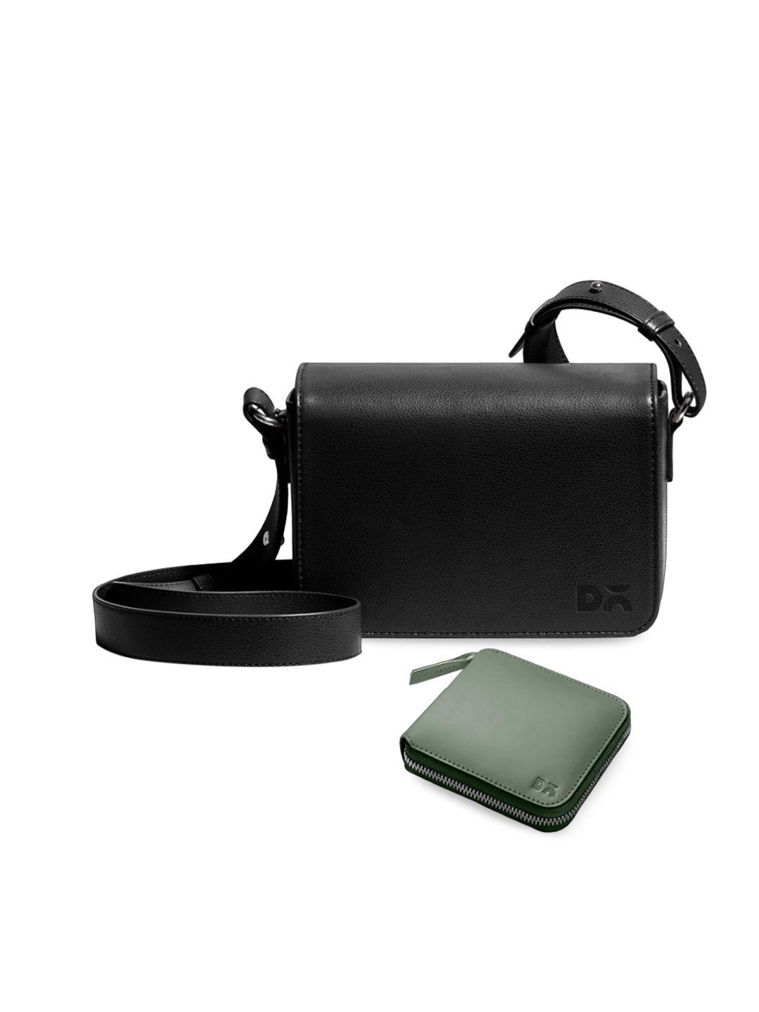dailyobjects leather structured sling bag with zip wallet
