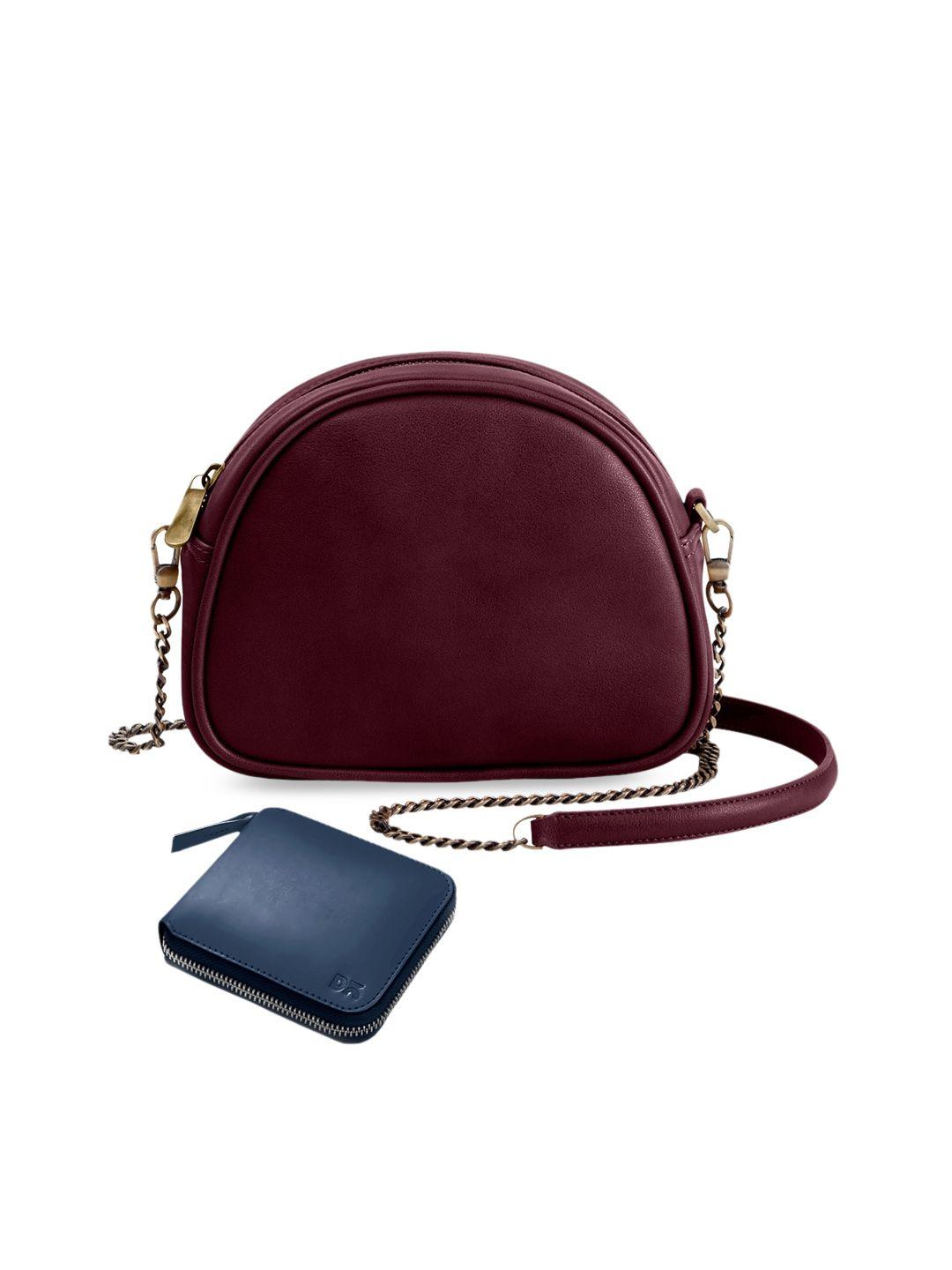 dailyobjects leather structured sling bag with zip wallet