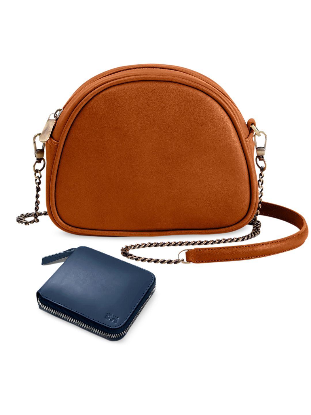 dailyobjects leather structured sling bag with zip wallet