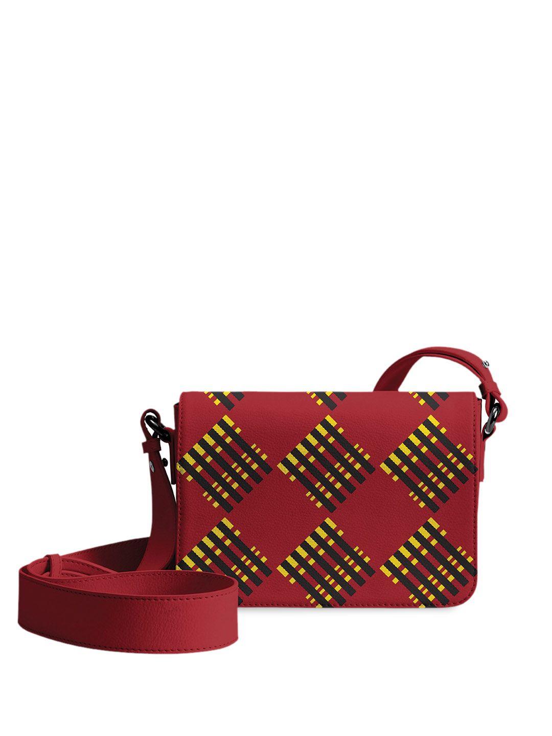 dailyobjects maroon geometric pu structured sling bag