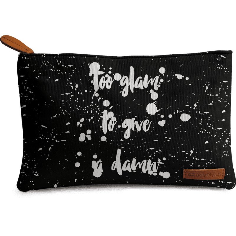 dailyobjects too glam to give a damn silver carry-all pouch medium