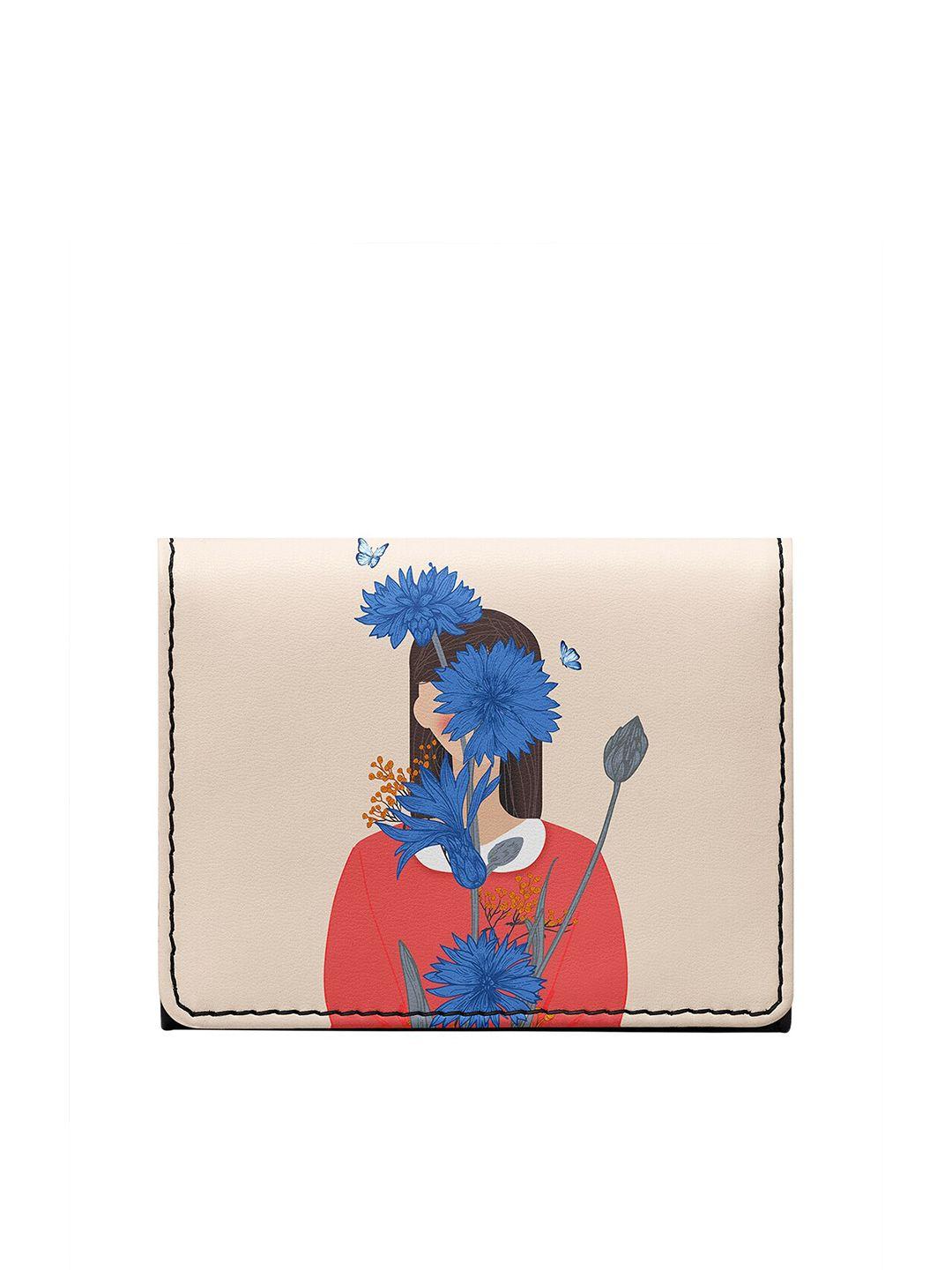 dailyobjects unisex beige & red printed pu two fold wallet