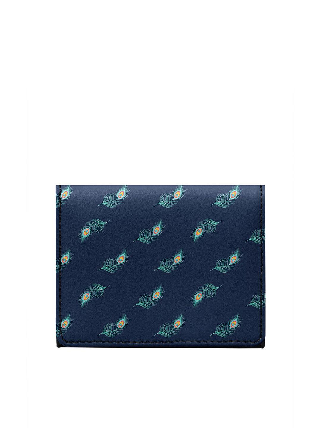 dailyobjects unisex navy blue & green floral printed two fold wallet