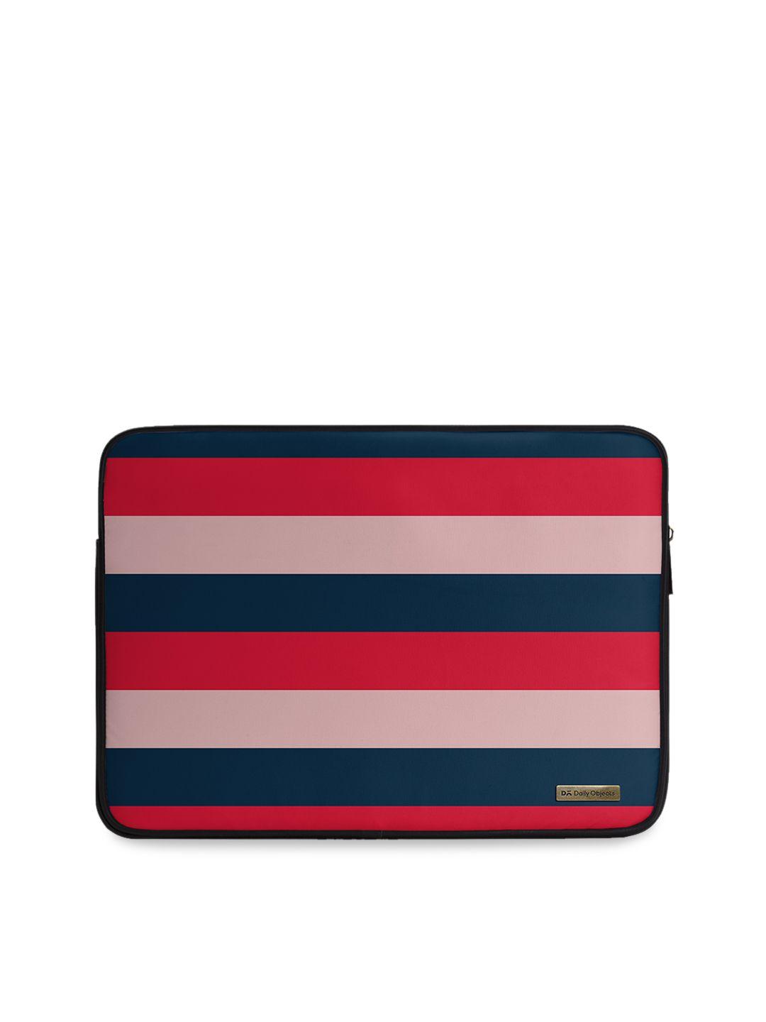 dailyobjects unisex red & navy blue printed laptop sleeve