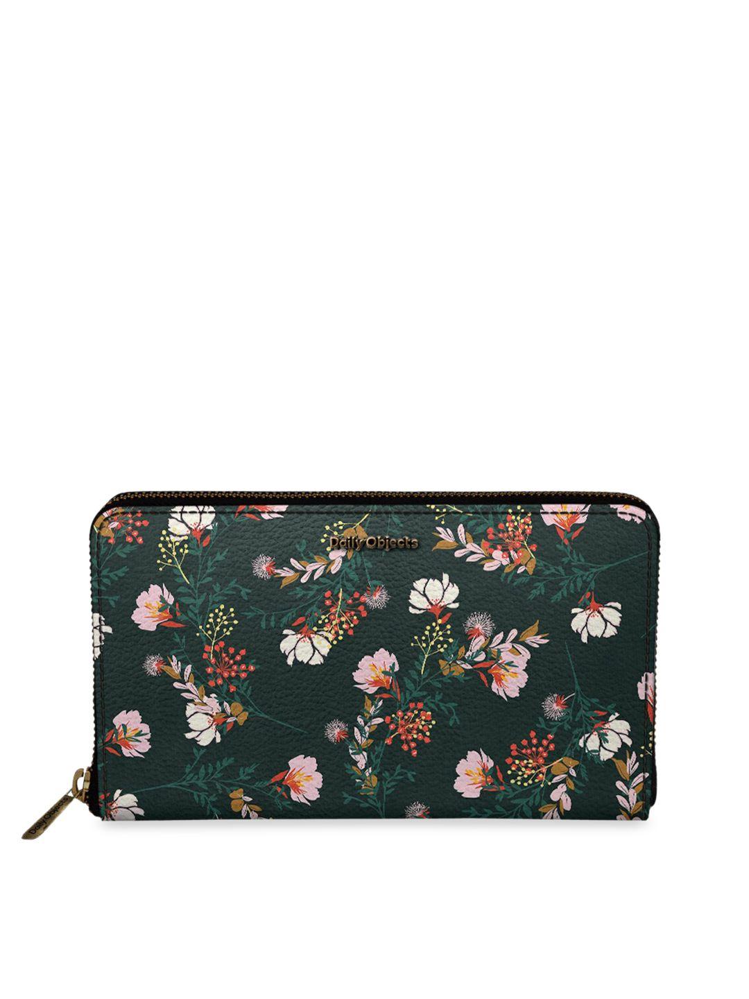 dailyobjects women green printed zip around wallet