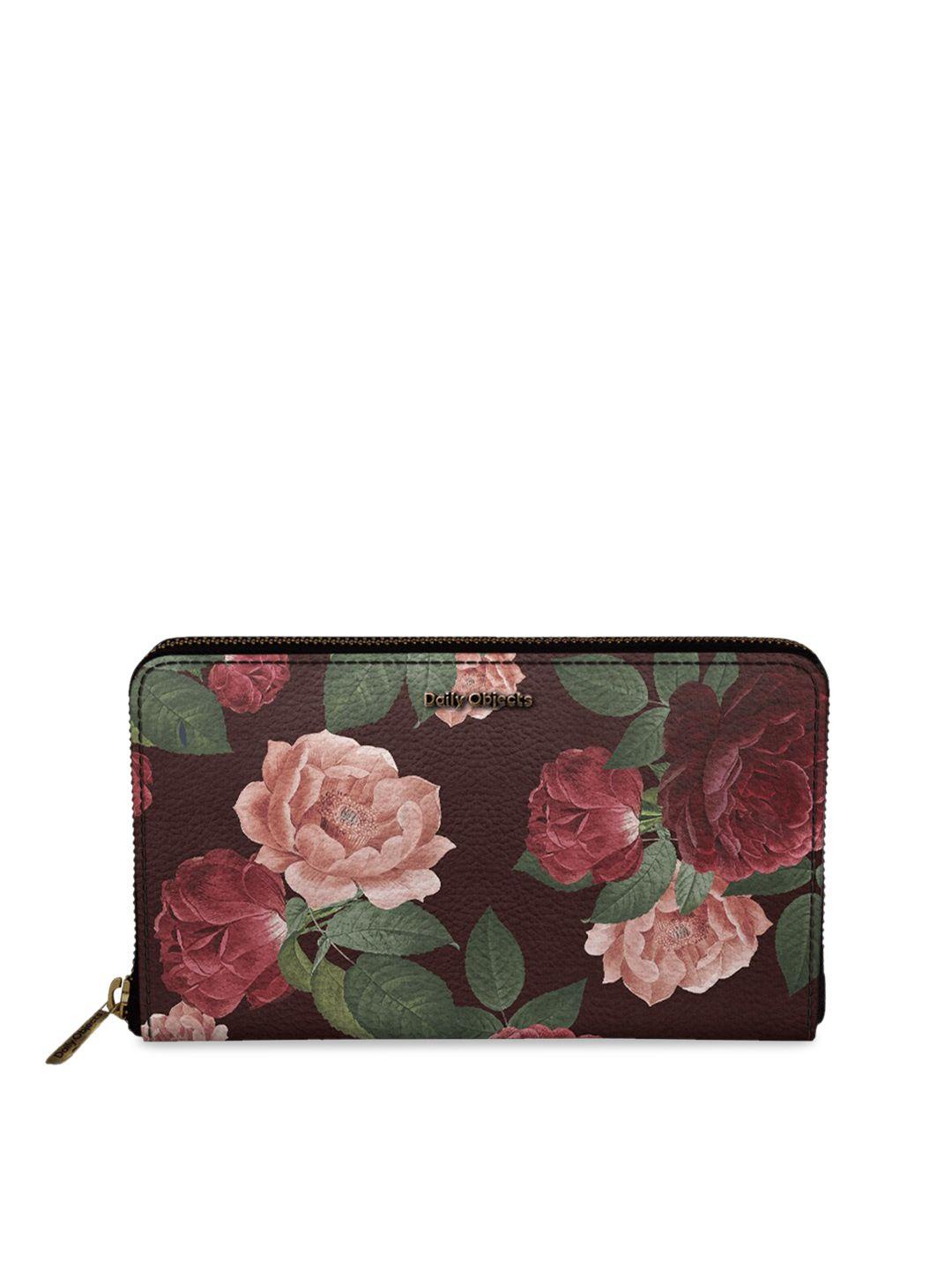 dailyobjects women red & green printed zip around wallet