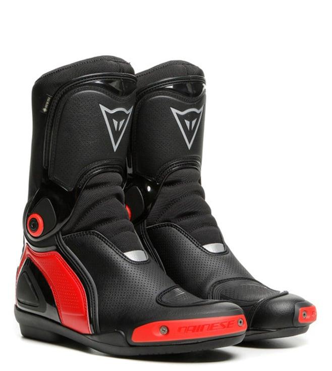 dainese men's sport touring master gore-tex black lava red biker boots