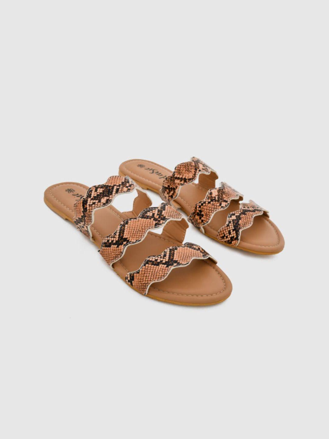 daisie women camel brown embellished open toe flats