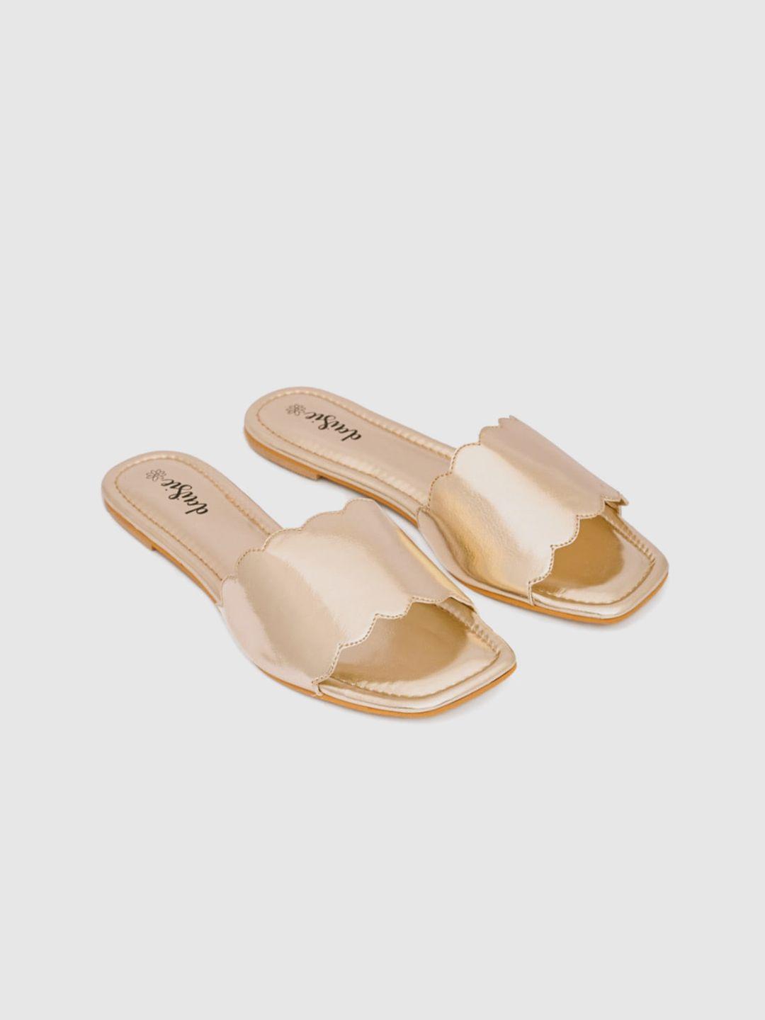 daisie women gold-toned open toe flats with bows