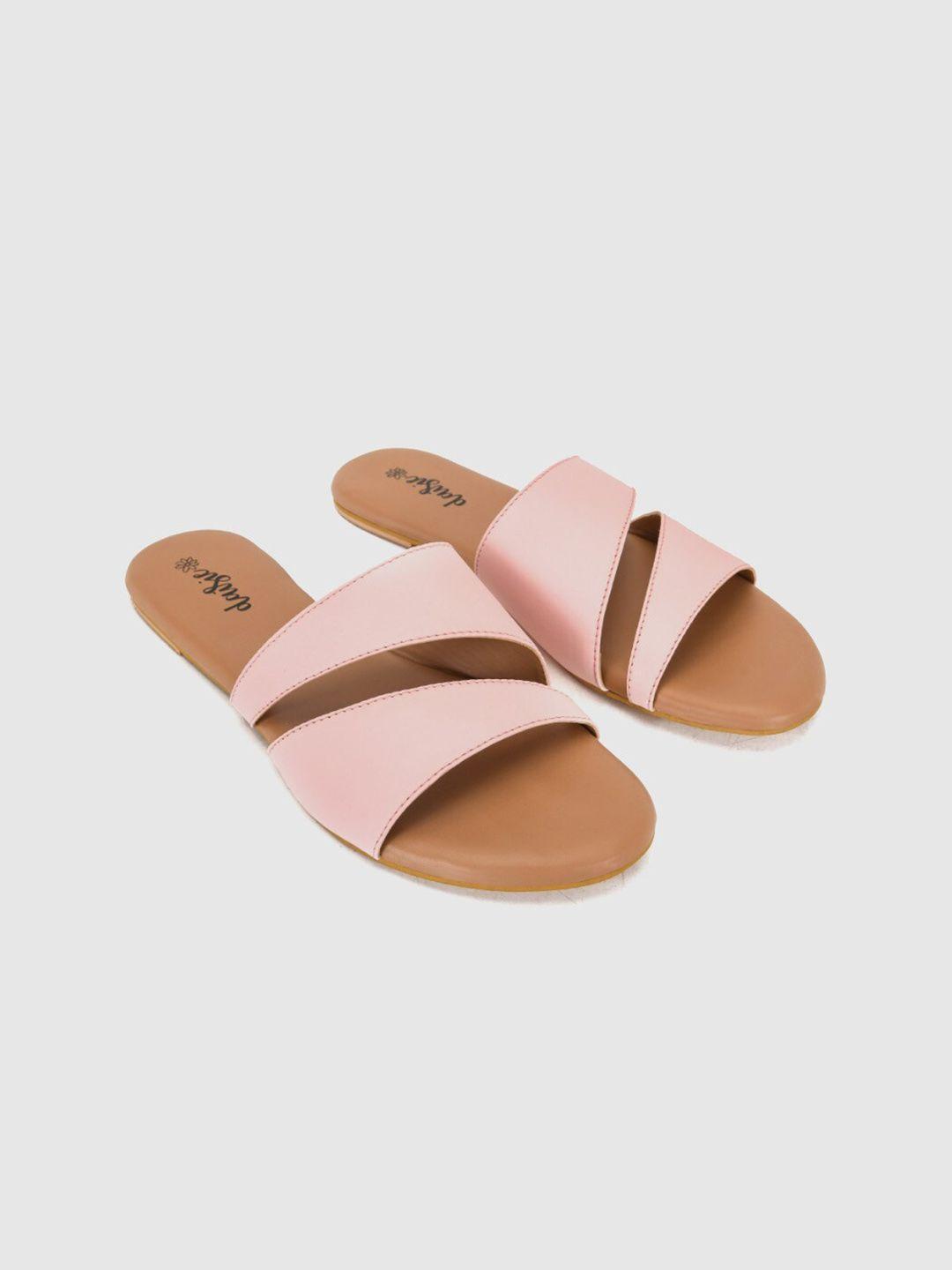 daisie women pink colourblocked open toe flats