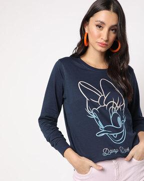 daisy duck print round-neck sweatshirt