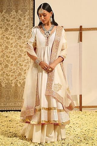 daisy ivory pure silk chanderi gota patti embellished anarkali set