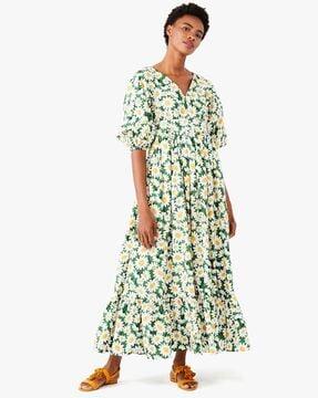 daisy print bodega midi a-line dress