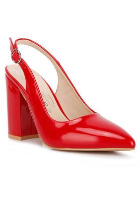 dalaney slingback high block sandals - red