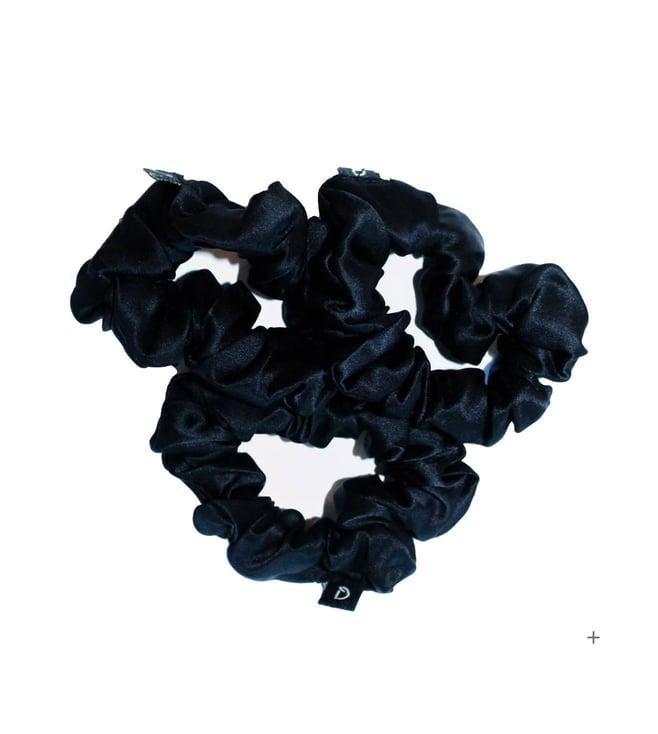 dame essentials noir black medium pure silk scrunchies