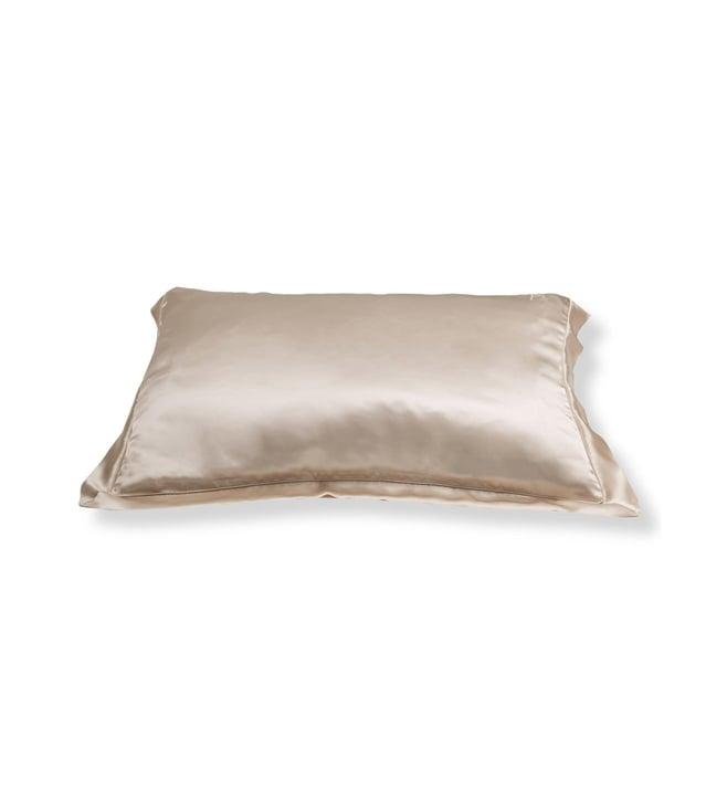 dame essentials pure mulberry silk pillowcase both sides silk with border - champagne gold