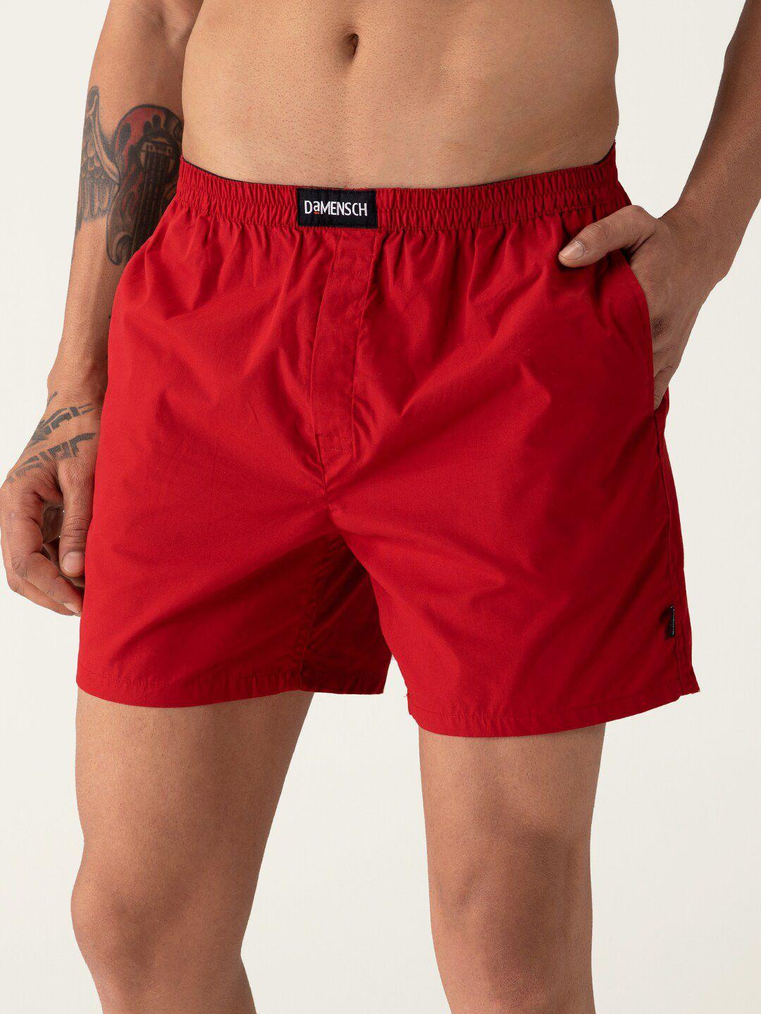 damensch breeeze men red solid ultra-light boxers pure cotton boxers dam-sld-lbx-low