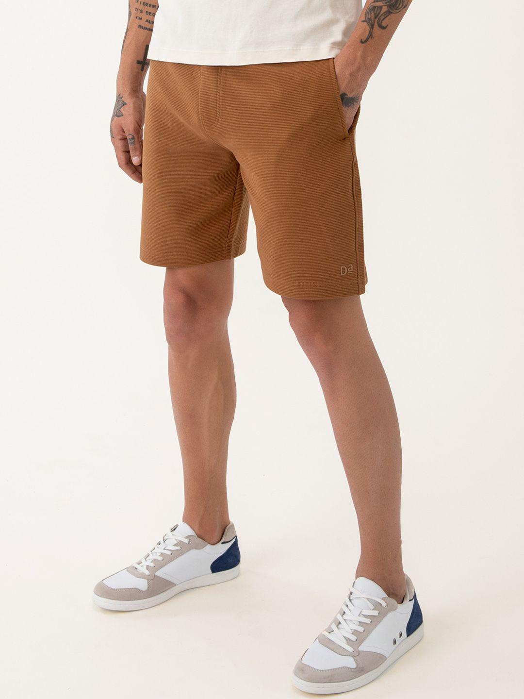 damensch men 500 day brown pure cotton regular shorts