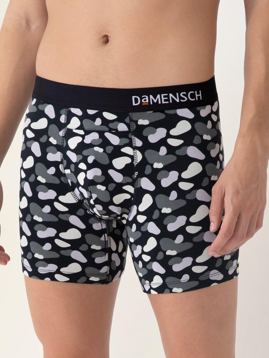 damensch men black & grey printed deo soft printed boxerbrief dam-abs-bb-bzb