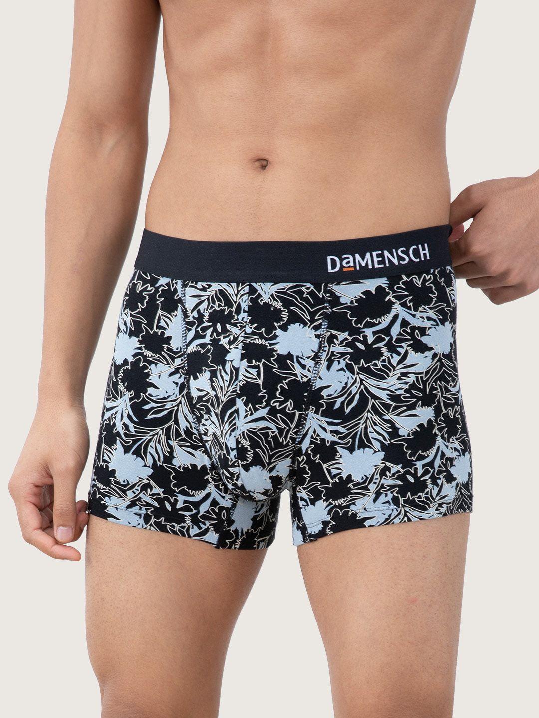 damensch men blue & black printed deo soft deodorizing trunks