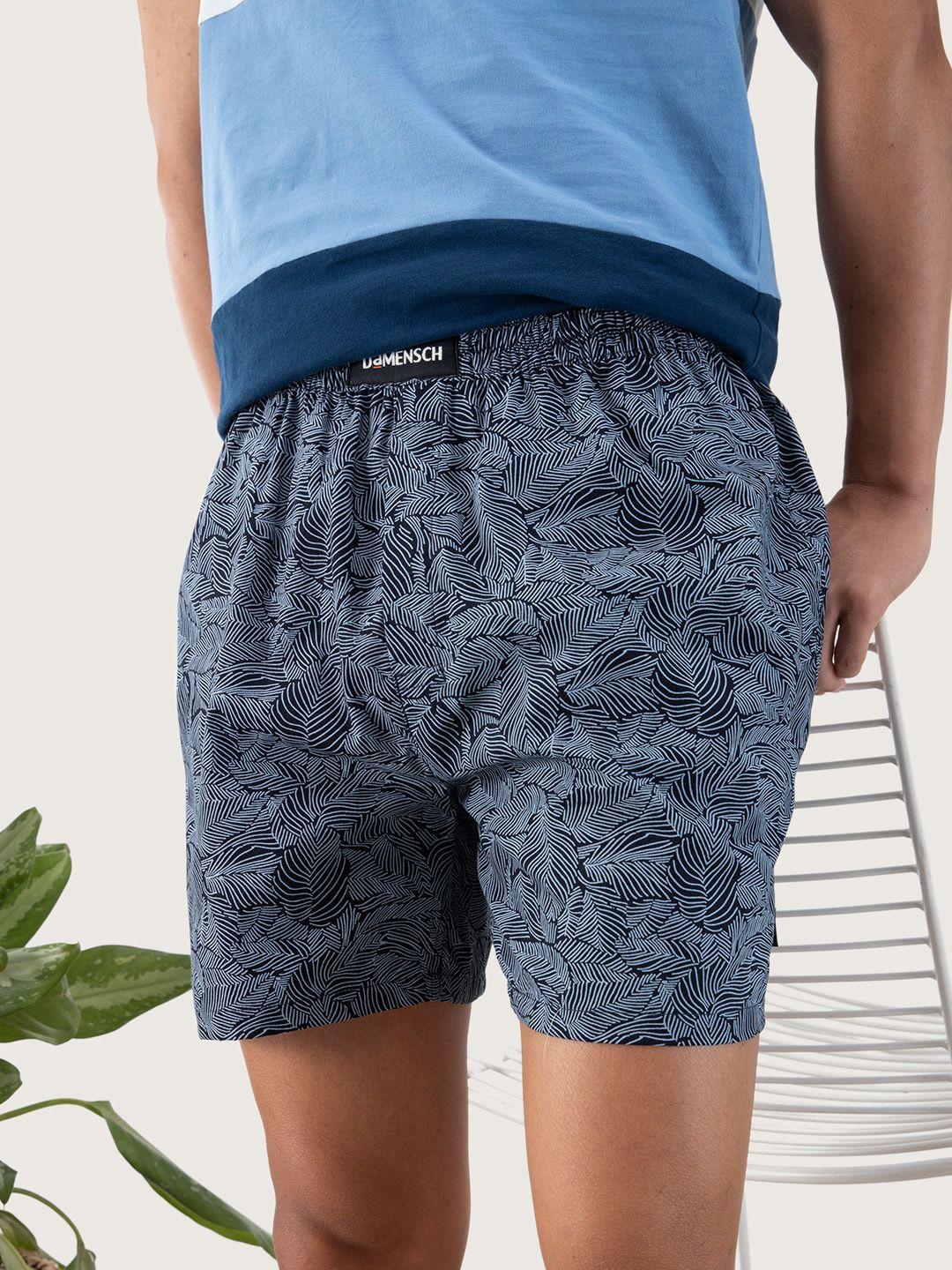 damensch men blue printed  pure cotton boxer shorts dam-sld-sbx-gyt