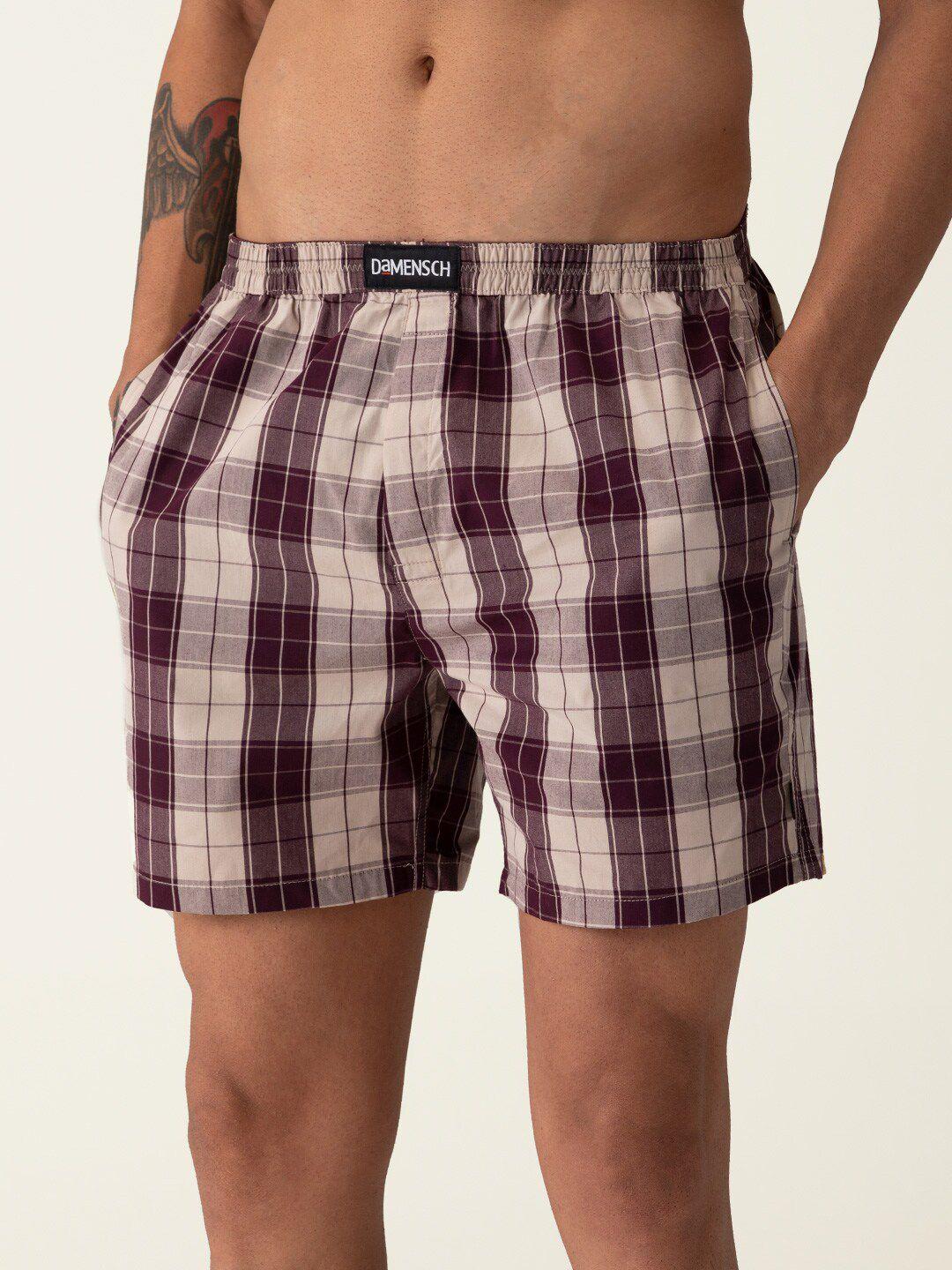 damensch men checkered ultra-light cotton regular fit boxer shorts