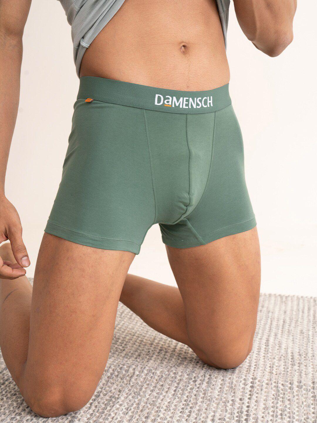 damensch men green solid deo-cotton anti-bacterial moisture-free trunk dam-ctst-t-dig