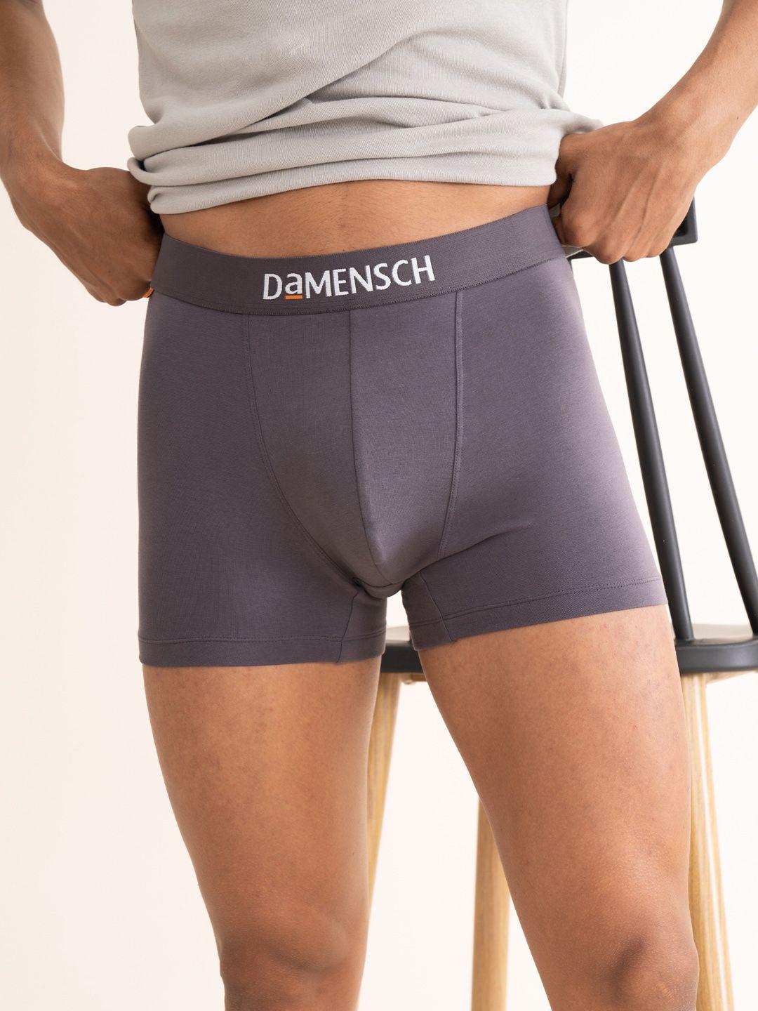 damensch men grey solid deo-cotton anti-bacterial moisture-free trunk dam-ctst-t-rae