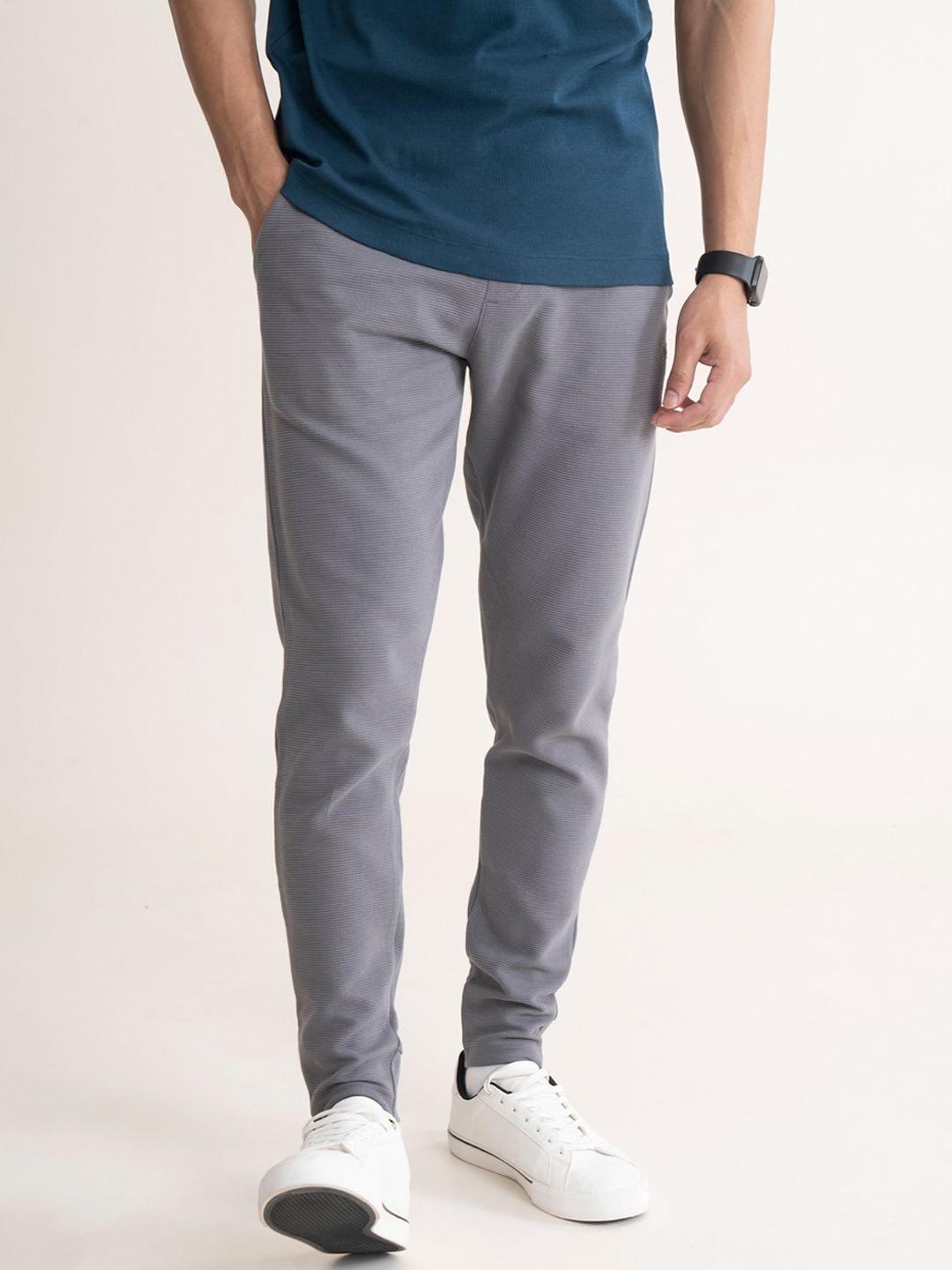 damensch men grey solid pure cotton track pants