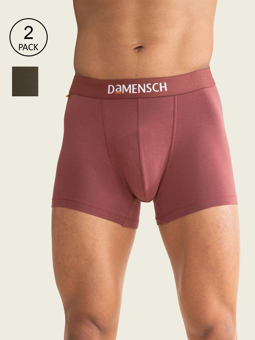 damensch men pack of 2 deo-cotton anti-bacterial moisture-free trunks dam-ctst-t-mar-ong