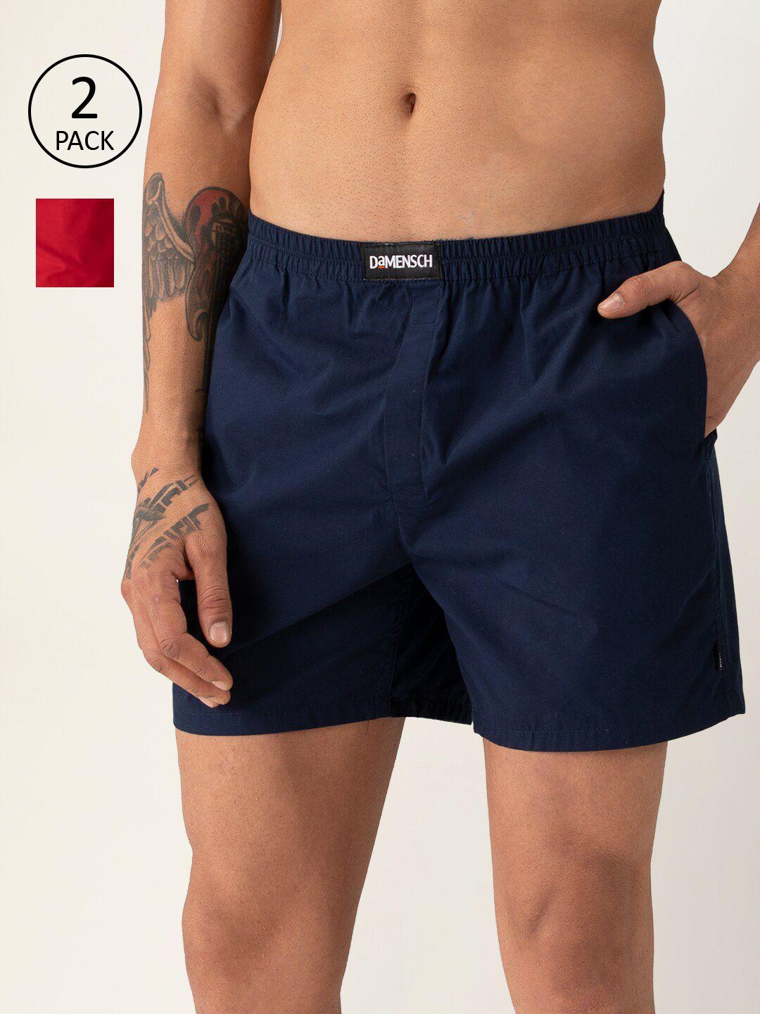 damensch men pack of 2 solid ultra-light cotton regular fit boxer shorts